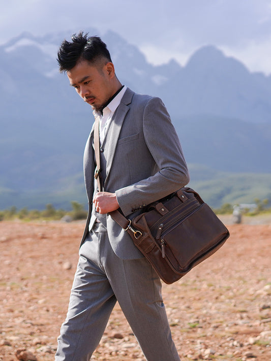 Men's Fashion Vintage Crossbody Computer Briefcase