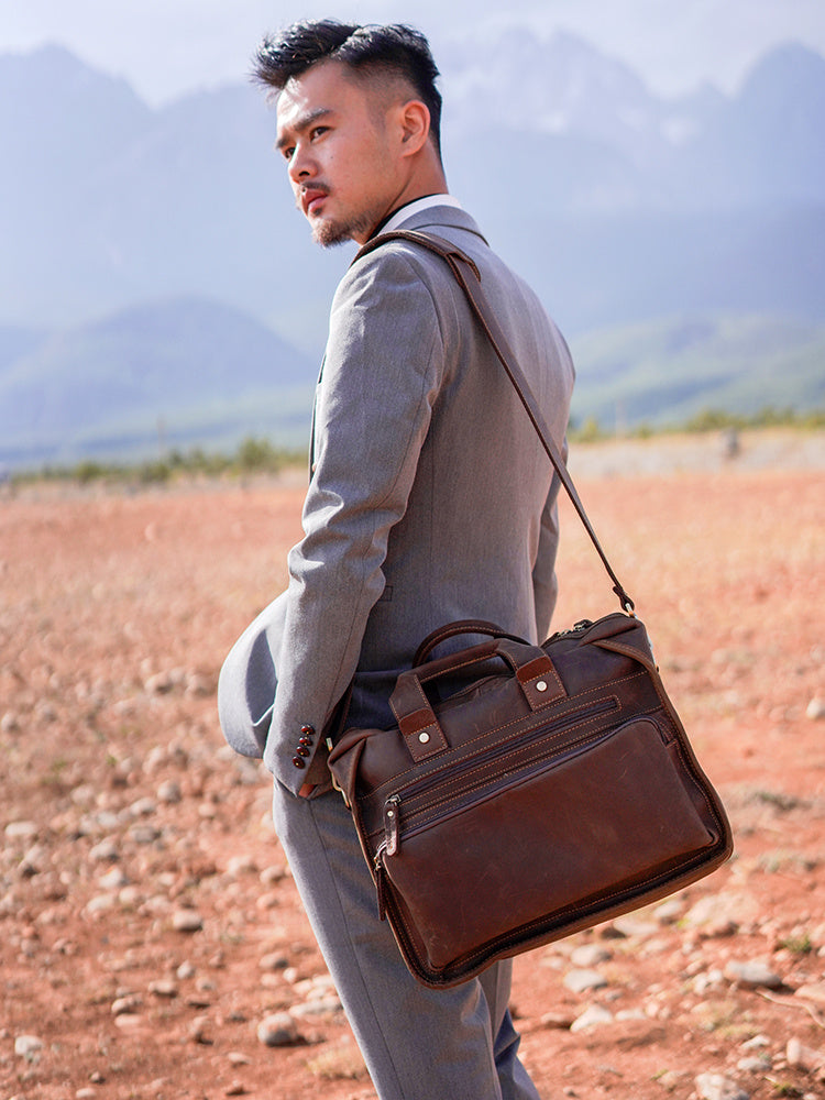 Men's Fashion Vintage Crossbody Computer Briefcase