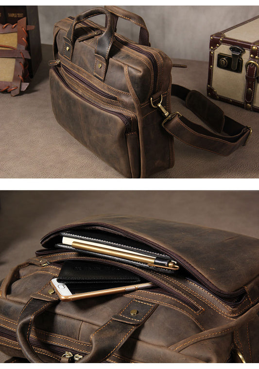 Men's Fashion Vintage Crossbody Computer Briefcase